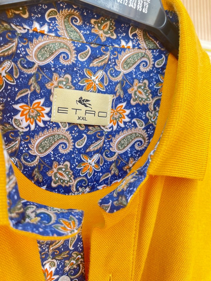 ETRO 2XL orijinal hardal rengi Erkek Polo Tişört - Görsel 3