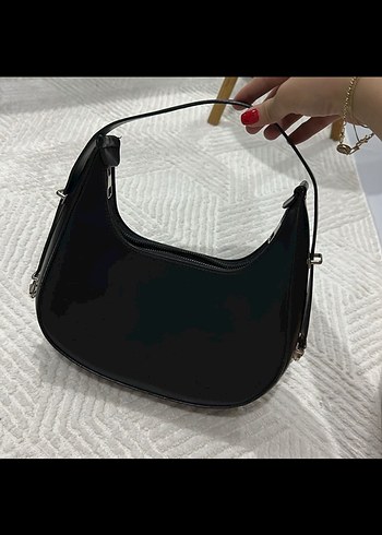Diğer Siyah Deri Fermuarlı Minimalist Kadın Çanta