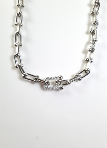 Çelik Silver Zirkon Taşlı Tiffany Kolye 