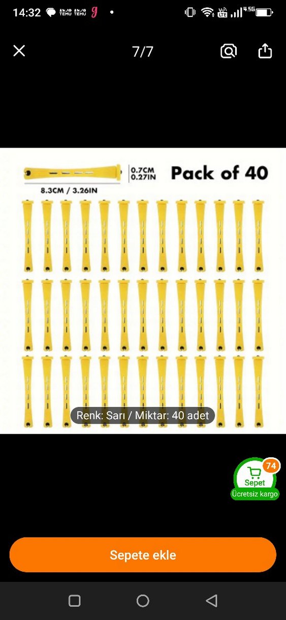 Sarı 40 Adet Saç Kıvırcık aleti - Görsel 2