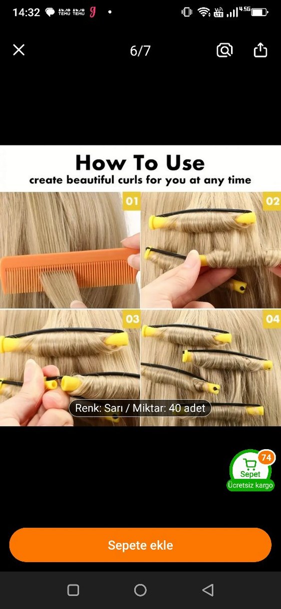 Sarı 40 Adet Saç Kıvırcık aleti - Görsel 4
