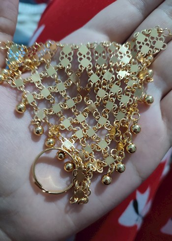 Altın Renk Zincir Detaylı Kadın El Zinciri - Görsel 2