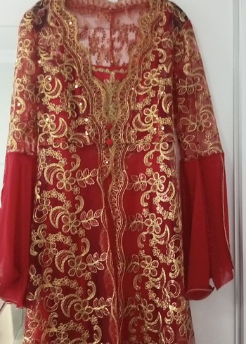 Uzun Kollu Bordo Nakışlı Kadın Kına Elbisesi