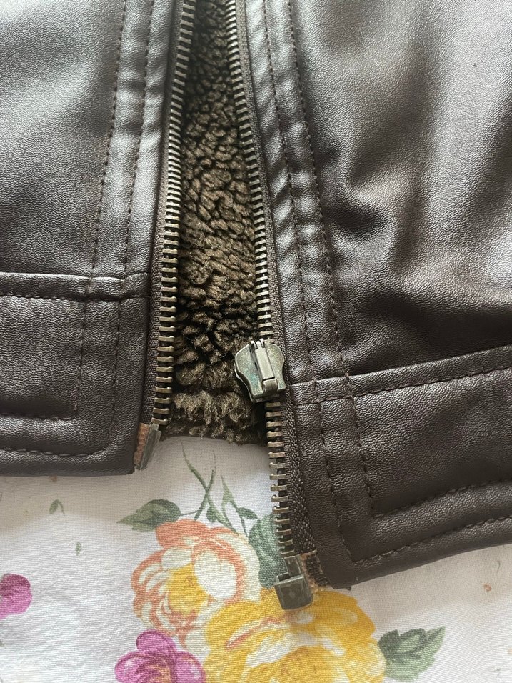 Kahverengi Deri Erkek Biker Ceket - Görsel 4