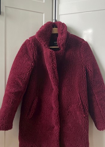 Bordo Kürklü Midi Kadın Kaban - Görsel 3
