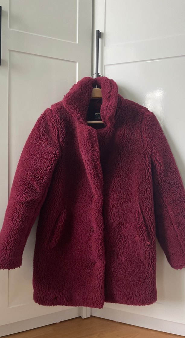 Bordo Kürklü Midi Kadın Kaban - Görsel 3