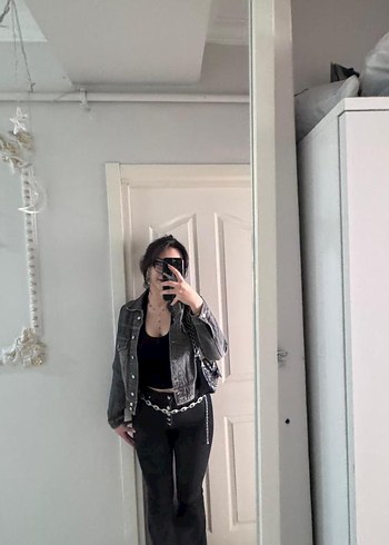 American Vintage Gri Kadın Denim Ceket Düğmeli - Görsel 3