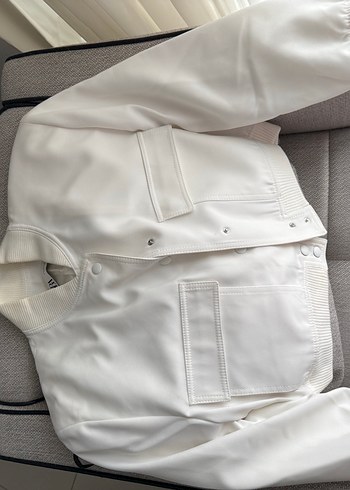 Beyaz Bomber kadın Ceket - Görsel 5