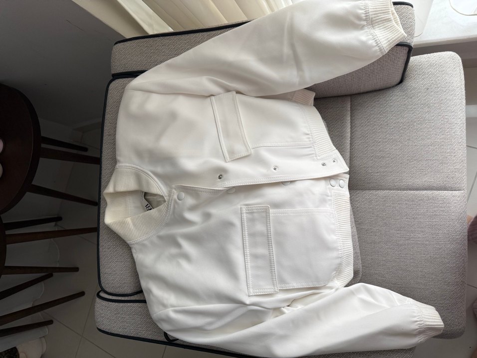 Beyaz Bomber kadın Ceket - Görsel 5