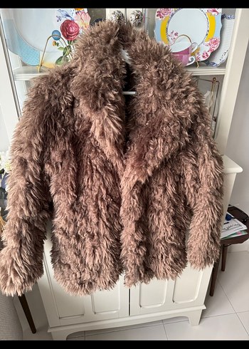 Kahverengi Midi Peluş Kadın Kaban - Görsel 2