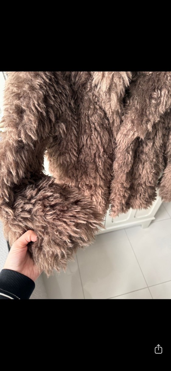 Kahverengi Midi Peluş Kadın Kaban - Görsel 3