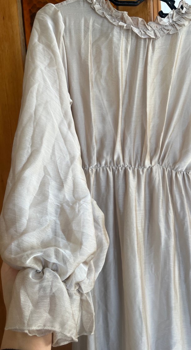 Bej Kadın Uzun Keten Elbise - Görsel 2