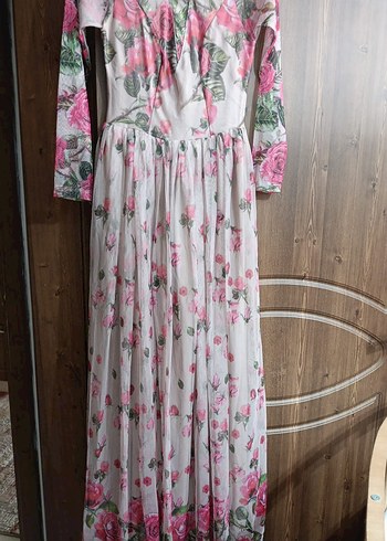 Pembe Çiçekli Uzun Bohem Elbise - Görsel 2