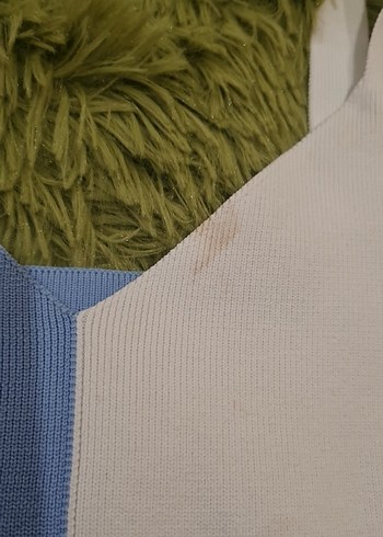 Diğer Mavi Beyaz Asimetrik Mini Crop Top