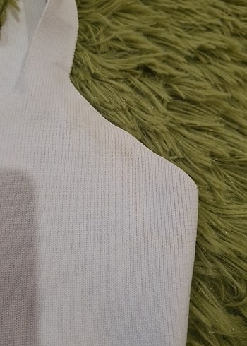 diğer Beden Mavi Beyaz Asimetrik Mini Crop Top