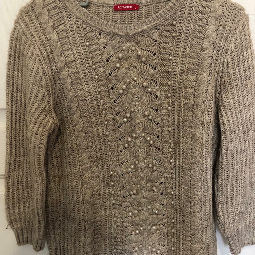 Kadın Kahverengi Triko Kazak - Görsel 2