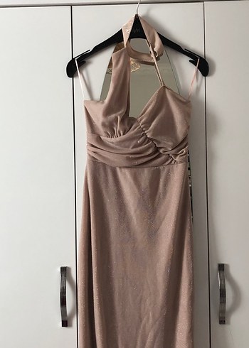 Pudra Pembe Uzun Abiye Elbise - Görsel 3