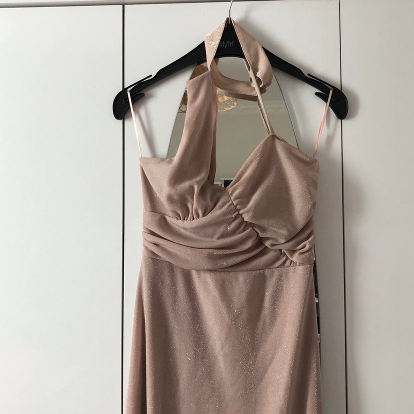 Pudra Pembe Uzun Abiye Elbise - Görsel 2