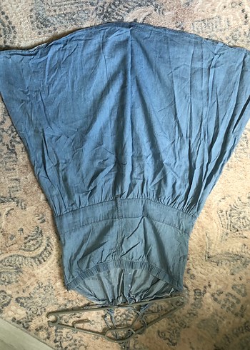 Düğmeli Mavi Midi Kot Elbise - Görsel 3