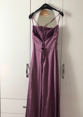Mor Drapeli Uzun Abiye Elbise - Görsel 3