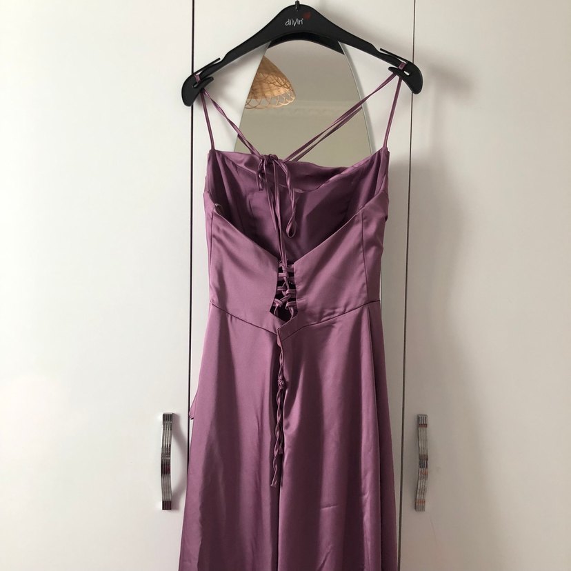 Mor Drapeli Uzun Abiye Elbise - Görsel 4