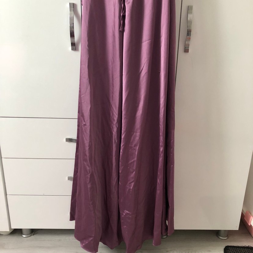 Mor Drapeli Uzun Abiye Elbise - Görsel 5