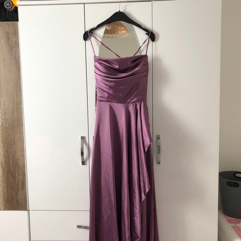 Mor Drapeli Uzun Abiye Elbise - Görsel 2