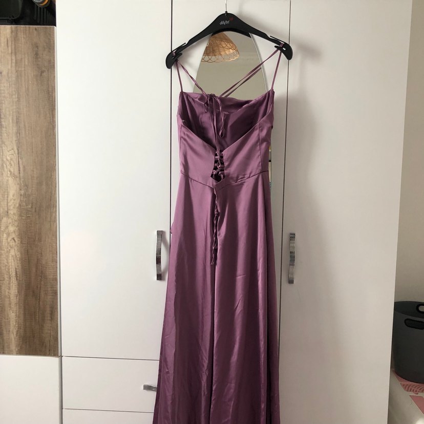 Mor Drapeli Uzun Abiye Elbise - Görsel 3