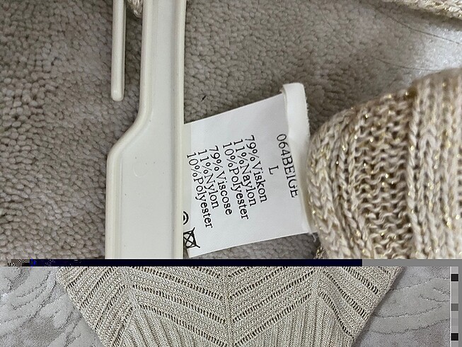 l Beden camel Renk Örme simli askılı atlet bluz