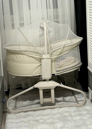 360° Döner Fonksiyonlu Beyaz Bebek Beşiği elele baby marka - Görsel 2