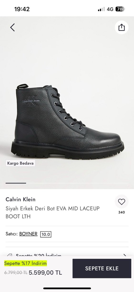 Siyah Bağcıklı Erke bot calvin klein - Görsel 2