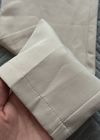 Bej Kadın Kumaş Pantolon Midi Boy - Görsel 2