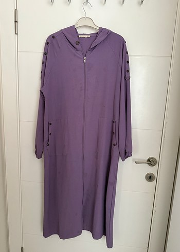 Uzun Mor Kapüşonlu Kadın kap - Görsel 3