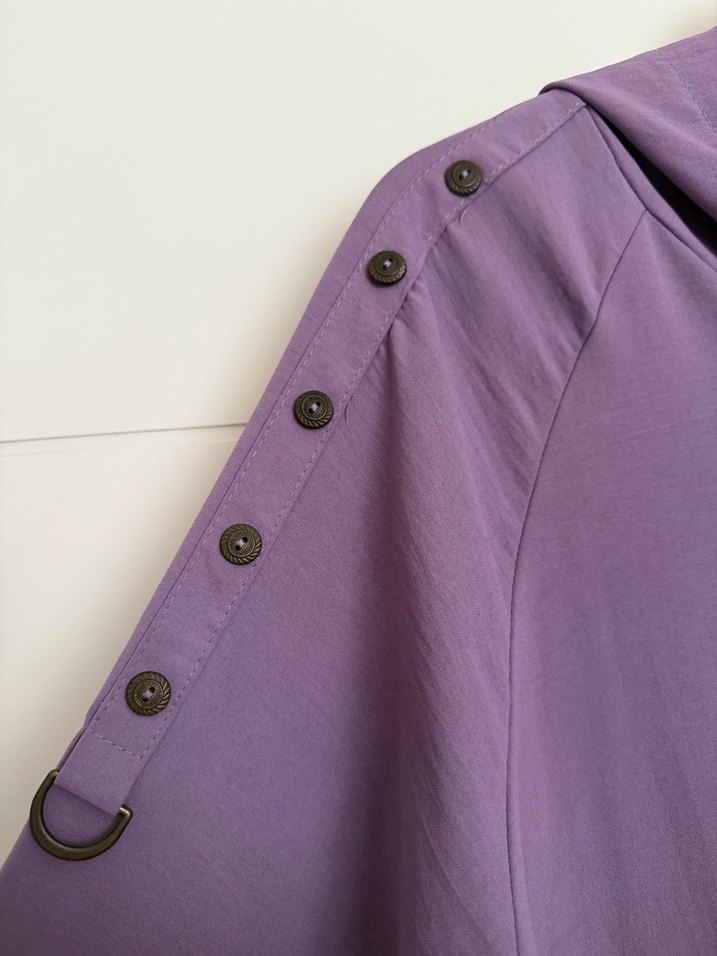 Uzun Mor Kapüşonlu Kadın kap - Görsel 2