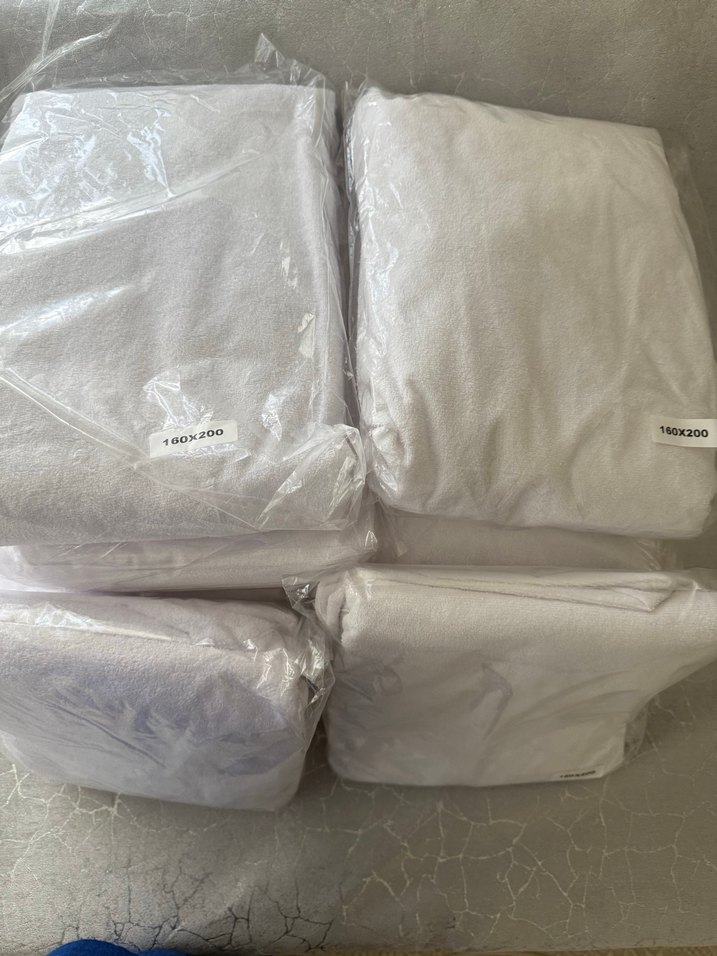 Beyaz Gri Yatak Koruyucu 160x200 cm - Görsel 2