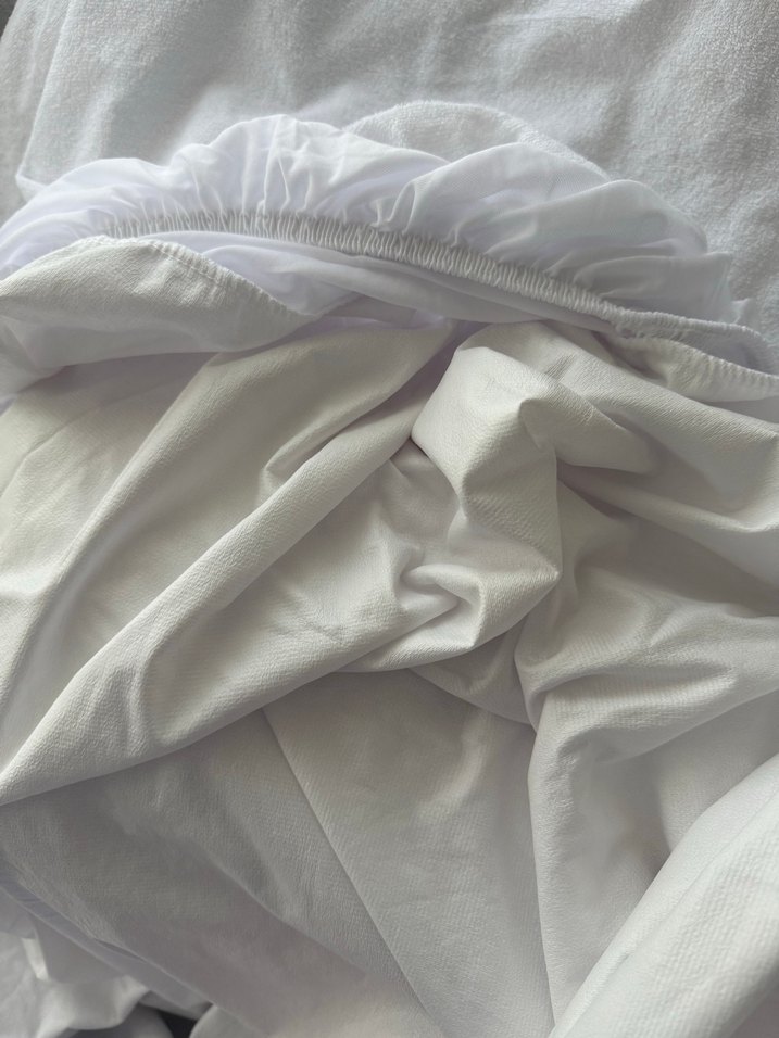 Beyaz Gri Yatak Koruyucu 160x200 cm - Görsel 3