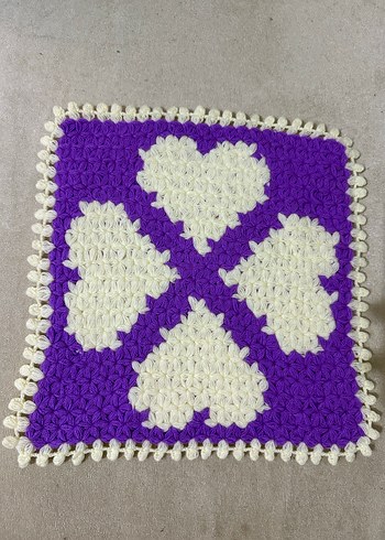 Mor ve Beyaz Kalp Desenli Banyo lifi - Görsel 2