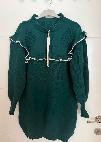 Yeşil Bohem Nakışlı Uzun Kollu Triko Kazak - Görsel 3