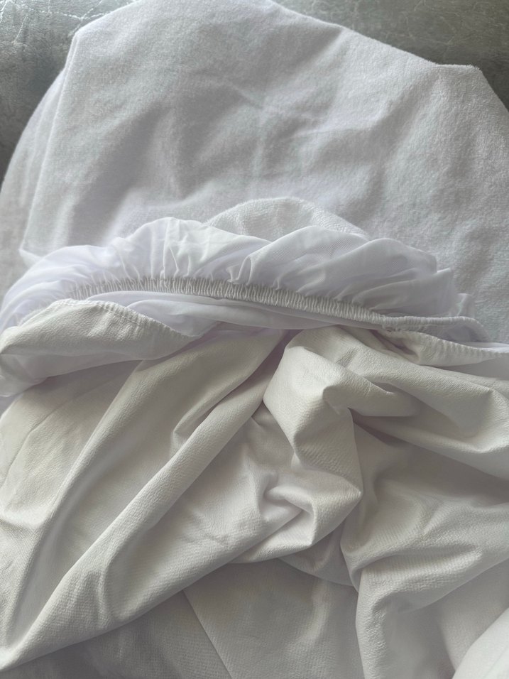Beyaz ve Gri Yatak Koruyucu 160x200 cm - Görsel 4