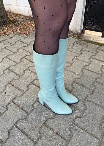 37 Beden Mint yeşili suni deri coquette çizme