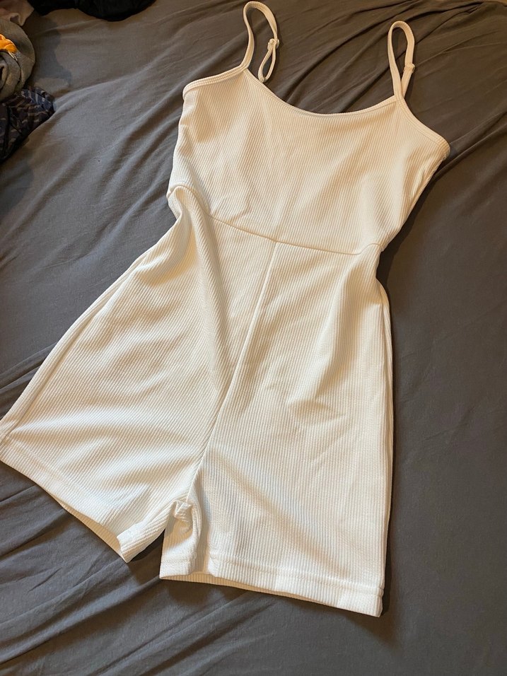 Beyaz İnce Askılı Kadın Tulum - Görsel 2