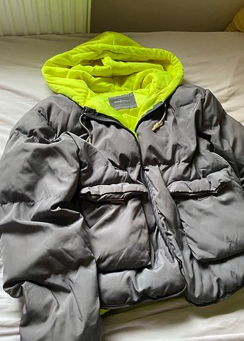 Kapüşonlu y2k reflektör pinterest neon mont - Görsel 2