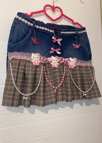 Hello Kitty Kot pilili coquette lolita incili fiyonklu etek - Görsel 3