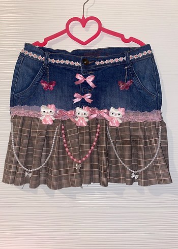 Hello Kitty Kot pilili coquette lolita incili fiyonklu etek - Görsel 2