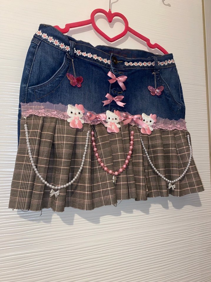 Hello Kitty Kot pilili coquette lolita incili fiyonklu etek - Görsel 3