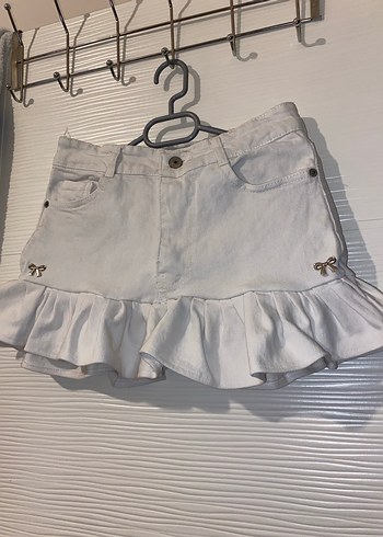 Lolita coquette fiyonk detaylı fırfırlı mini kot etek - Görsel 3