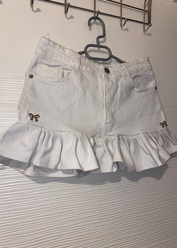 Lolita coquette fiyonk detaylı fırfırlı mini kot etek - Görsel 2