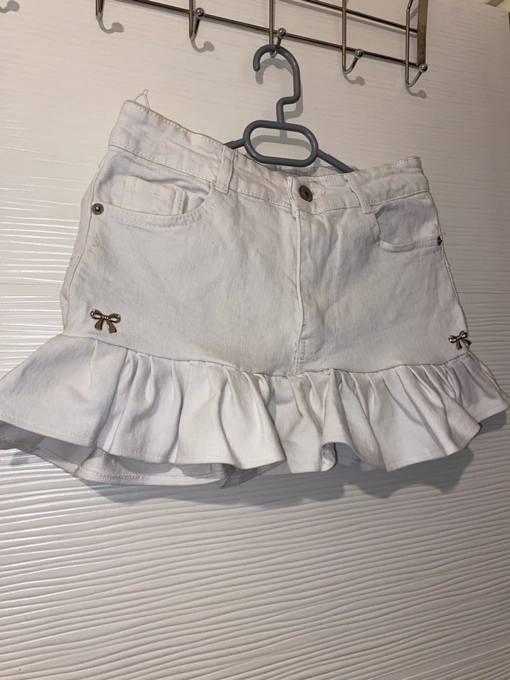 Lolita coquette fiyonk detaylı fırfırlı mini kot etek - Görsel 2