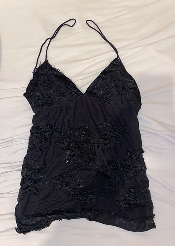 Dantelli Siyah V Yakalı Gotik Bluz ZARA - Görsel 2