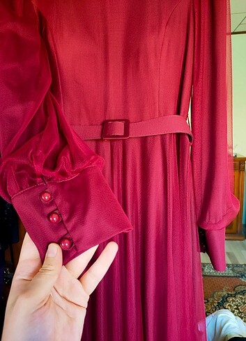 xl Beden bordo Renk elbise